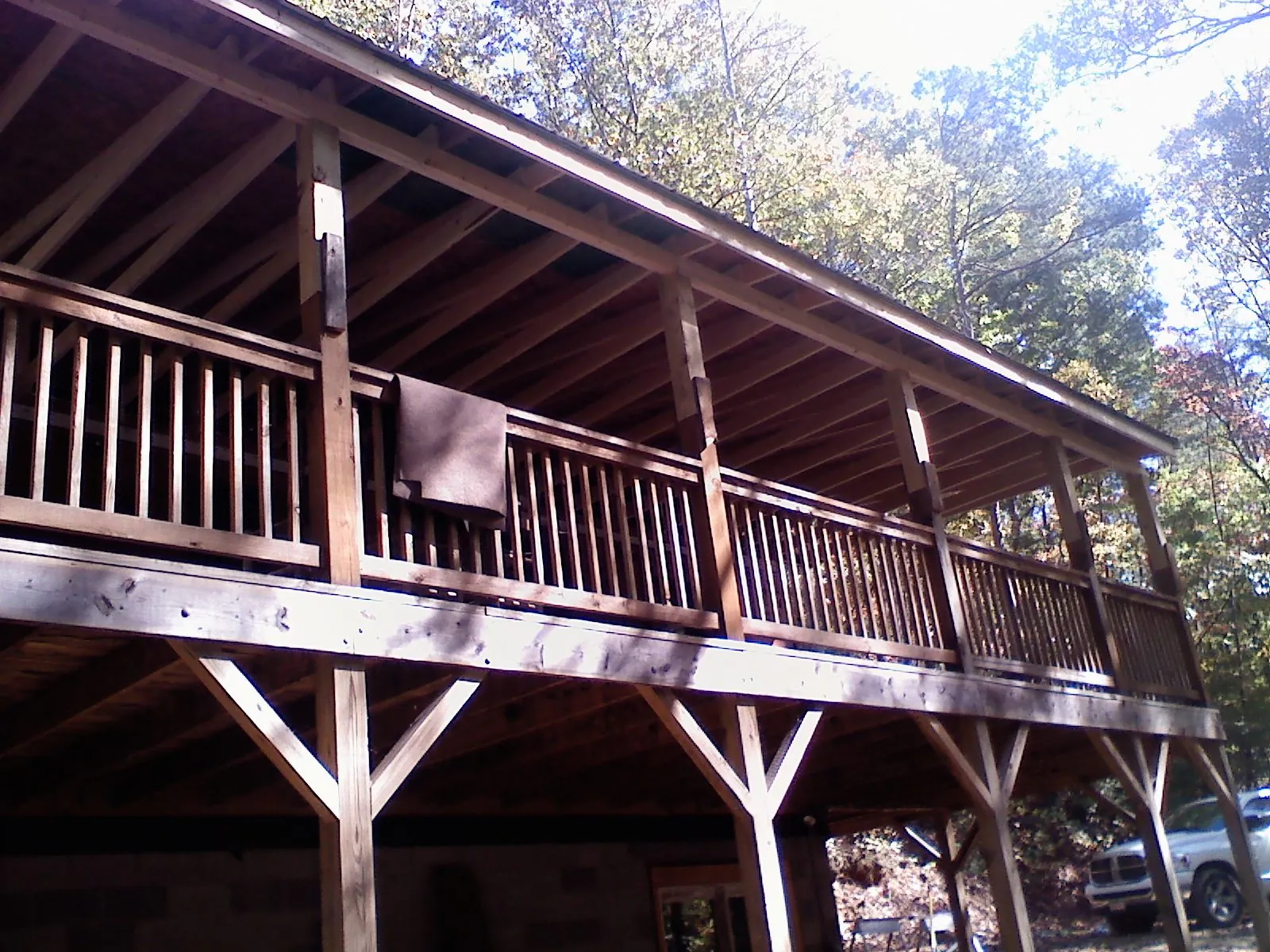 Timber framing under a new elevated porch and deck — Roof Leak Repair in Henryville by Roofing Brothers